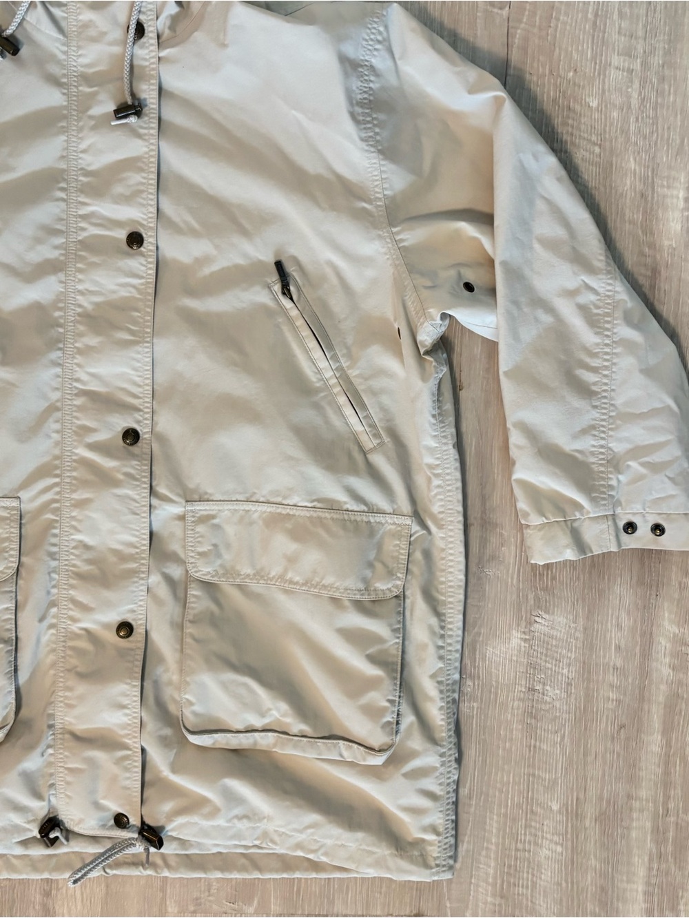 Eddie Bauer WeatherEdge Rain Jacket Womens S Hooded Utility Coat Beige Full Zip - Picture 6 of 11